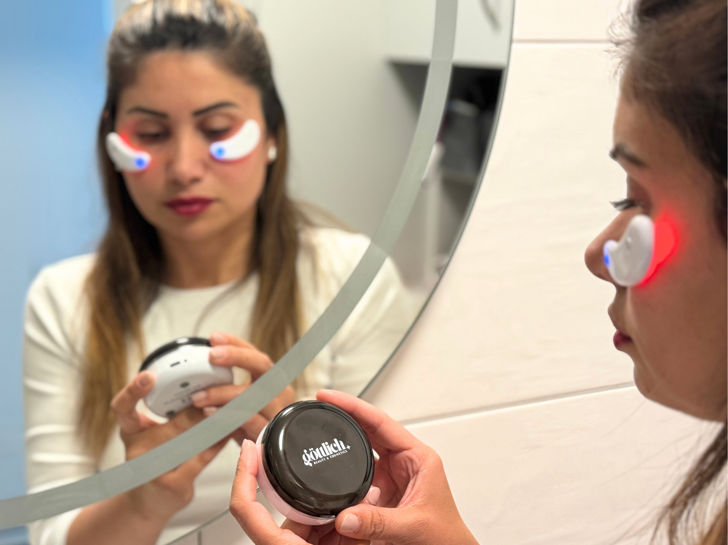 Eye Glowies - Das innovative EMS-Rotlichtmassagegerät gegen Augenringe